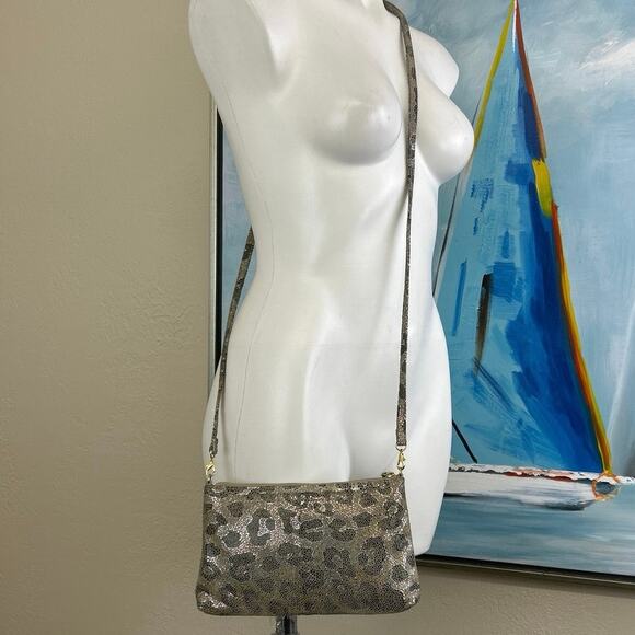 Hobo Darcy Cheetah shimmer suede leather Crossbody/clutch - Picture 7 of 7